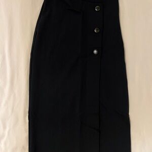 Babaton Black Midi Skirt with Button Detail [SOLD]